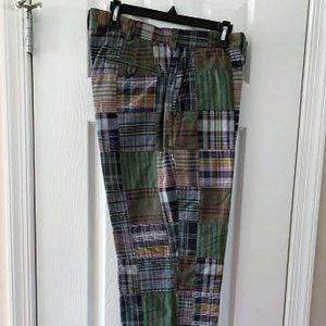 Ralph Lauren Flat Front Button Fly Madras/Patchwork Pants